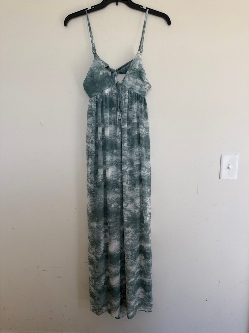 HYFVE Teal Marble-Print Spaghetti Strap Maxi Dress